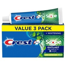 Crest + Scope Complete Whitening Toothpaste, Minty Fresh, 5.4 Oz (Pack of 3) 0.77 per gallon