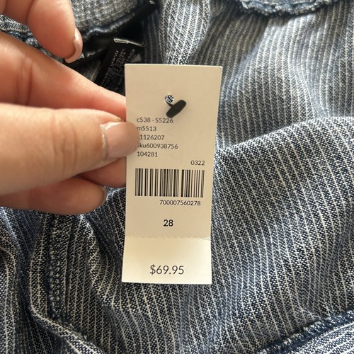 Lane Bryant Elastic Waist Women's Linen Blend Striped Pants Blue White NEW 28 - Picture 4 of 12