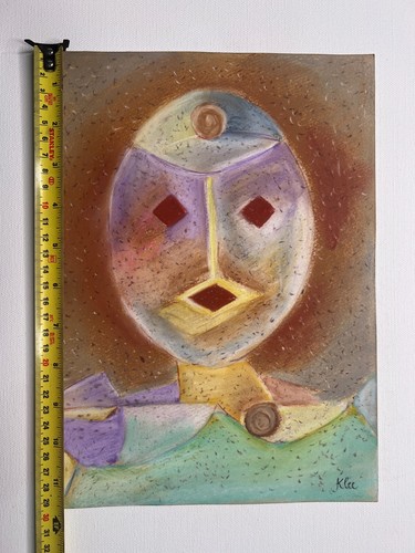 Paul Klee Drawing on old paper (Handmade) signed and stamped mixed media vtg art - Picture 3 of 5