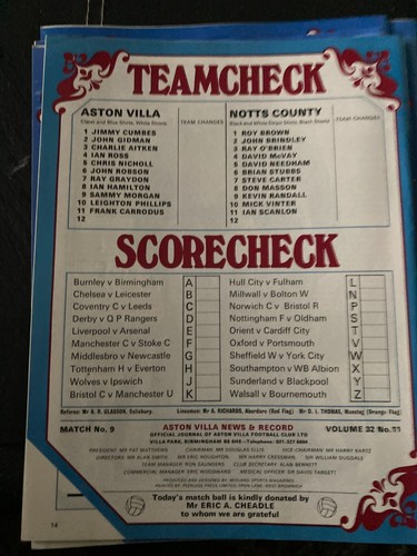 Aston Villa HOME & AWAY programmi 1974/75 1974 1975 2° Divisione anno promozione - Foto 20 di 49