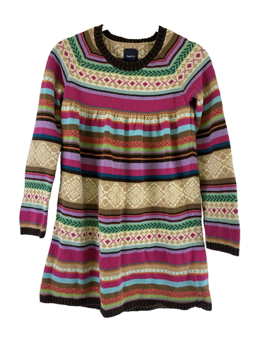 GAP Kids Sweater Dress Long Sleeves Multi Fair Isle Striped Girls Large 10
