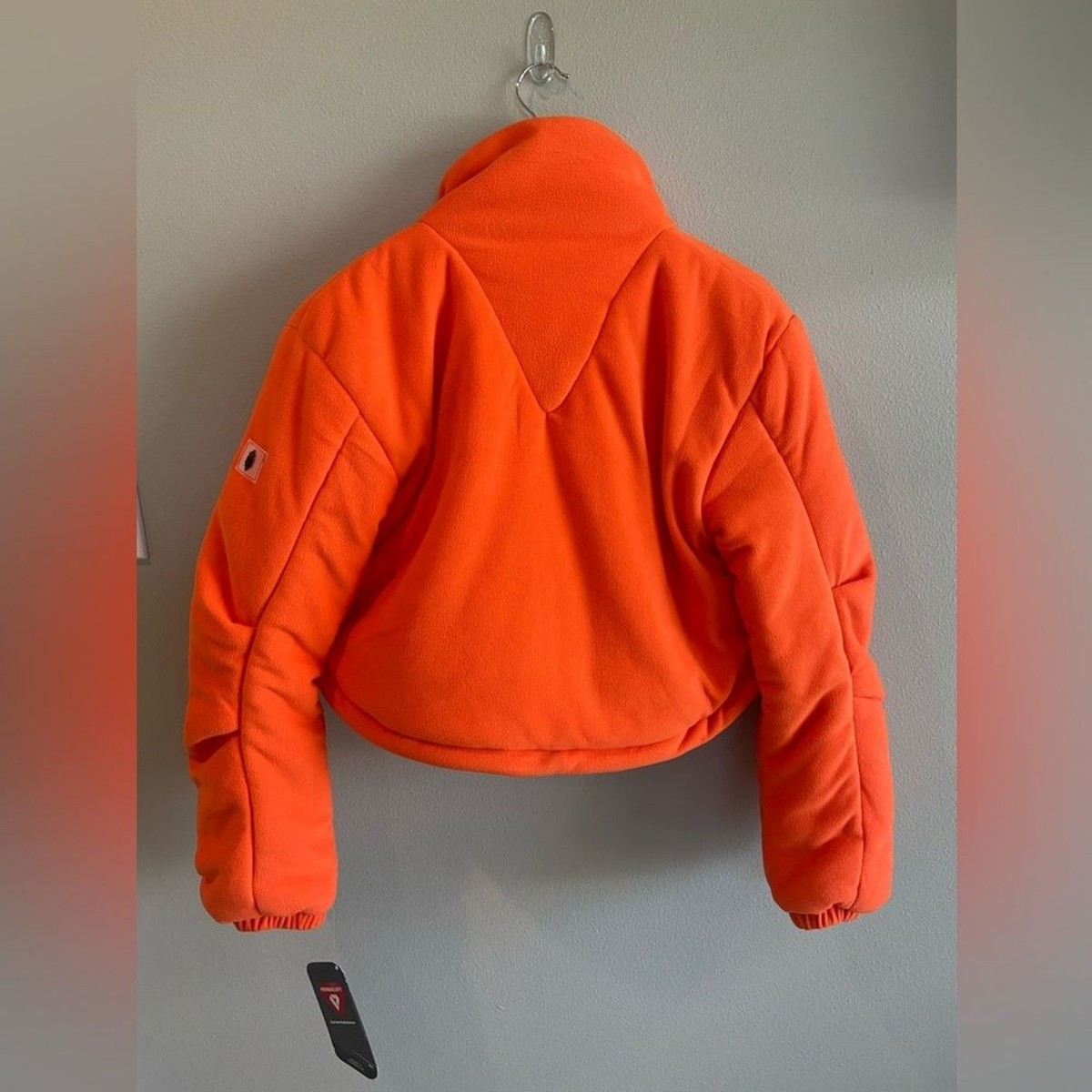Neon cropped puffer jacket hot sale