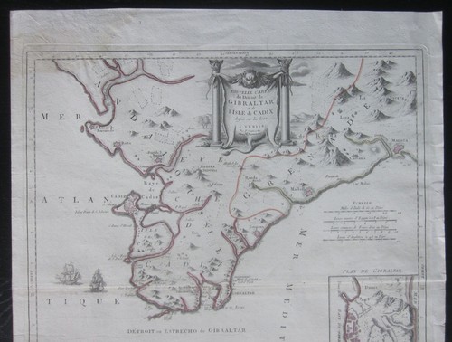 1784 DETROIT DE GIBRALTAR map Santini Gibilterra Cádiz Malaga Tangeri Tetouan - Foto 3 di 9