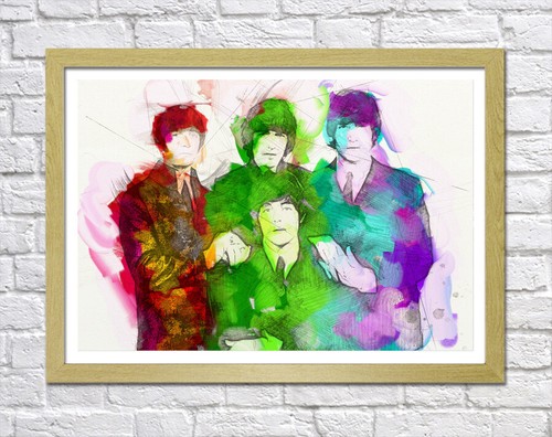 THE BEATLES 2 -DEEP FRAMED CANVAS WALL SKETCH ART PICTURE PAPER PRINT- GREEN RED - Picture 11 of 17
