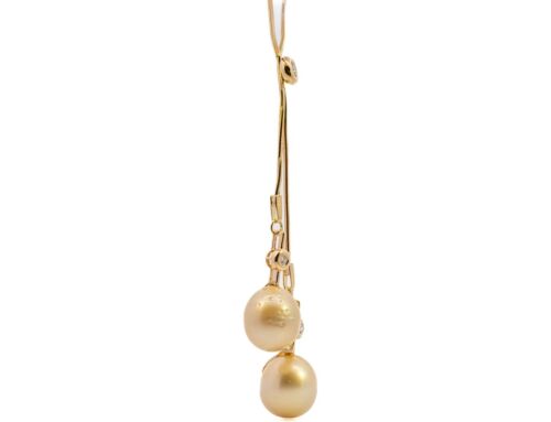 18ct yellow gold 5 stone South Sea Pearl & Diamond necklet. - 第 8/15 張圖片