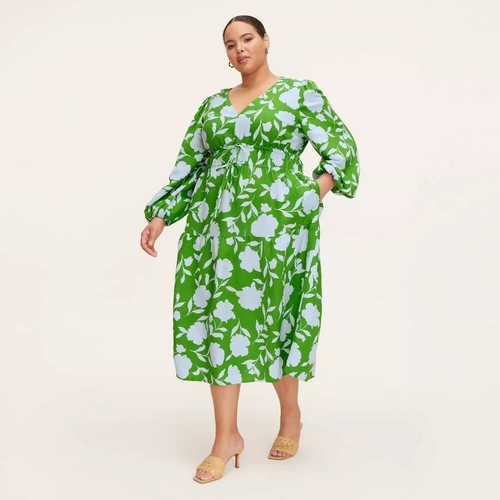 Maxi abito donna classico lino rosa manica lunga Scegli XXS -XXL Kate Spade verde - Foto 9 di 10