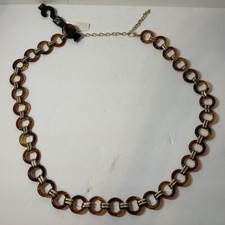 Women's Brown Gold Linked Chain Belt Medium-Large Retro Mod GoGo Circles NWT