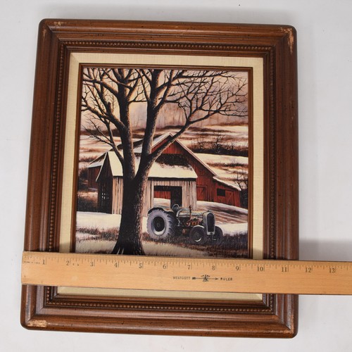 H Hargrove Canvas Art Print Winter Landscape Red Barn Tractor 90s Country Scenic - Picture 15 of 16