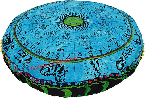 Bohemian 35" Large Mandala Round Floor Pillow Throw Case Indian Cushion Cover - Picture 6 of 9