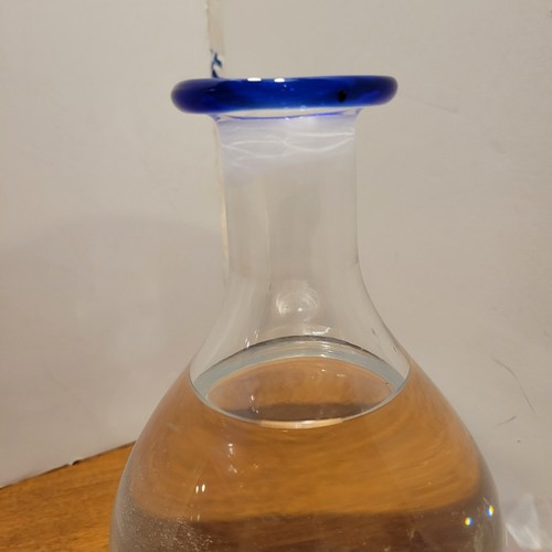 HandBlown Blue Rim Bowl And Bourbon Decanter  - Picture 14 of 22