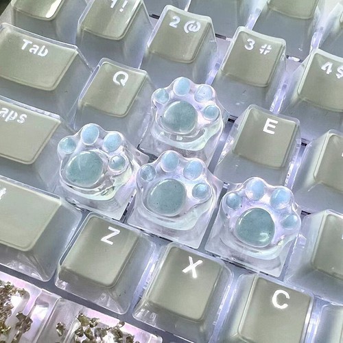 Mechanical Keyboard Resin Keycap Cat Paws Pad Clear Backlit RGB WASD Arrow ESC - Picture 5 of 15