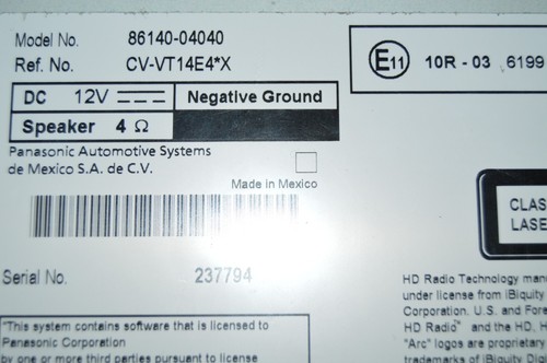 14-16 Toyota Tacoma 510079 factory touchscreen CD player BT HD radio 86140-04040 - Picture 8 of 9