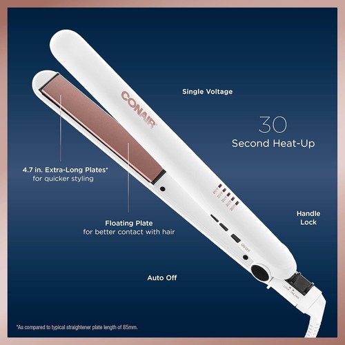 Plancha plana doble cerámica Conair, 1 pulgada - oro blanco y rosa - Imagen 5 de 6