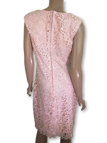 Vestido Vaina Lauren Ralph Lauren Talla 6 Rosa Crochet Cuello en V Sin Mangas - Imagen 4 de 7