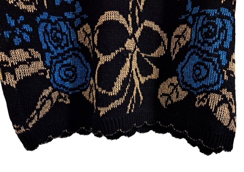 Dana Scott Vintag Black Metallic Floral Holiday Pullover/Sweater Size Medium EUC - Picture 5 of 9