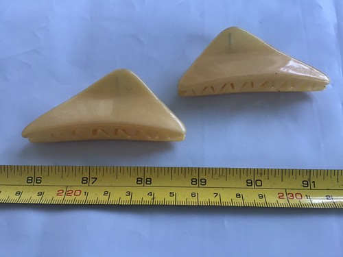 ANTIGUO RETRO Típico Años 70 DE COLECCIÓN PAR AMARILLO TOBOGANES PARA EL CABELLO ABRAZADERAS DE GARRA - Imagen 2 de 5