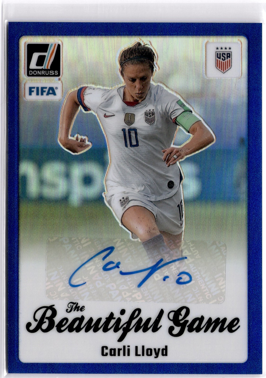 Carli Lloyd 2023-24 Panini Donruss FIFA Beautiful Game Blue Auto #61/99 USWNT
