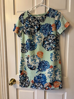 J Crew green floral Shift dress size 2