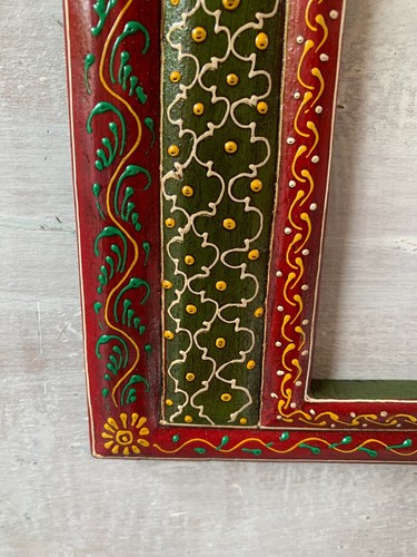 Antike grüne handgefertigte Jharokha dekorative Wanddeko Platte antike Rahmen - Bild 6 von 11