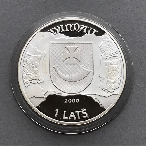 Latvia Silver coin 1 Lats 2000 VENTSPILS Proof - Picture 2 of 2