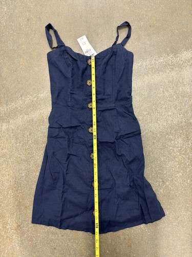 Abercrombie & Fitch Button Up Cami Cotton Dress Navy Womens Small New - Picture 4 of 7