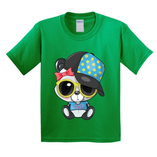 Cute Panda Cartoon T Shirt Short Sleeve Boys & Girls Funny Gift Ladies Top Tee - Picture 9 of 24