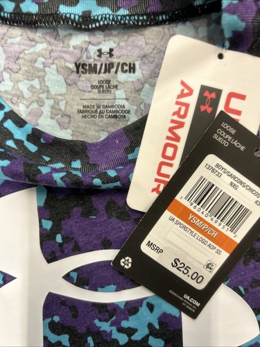 Under Armour Boy's S Camouflage Shirt Big Sportstyle Logo Printed S/S Tee NWT - Picture 3 of 4