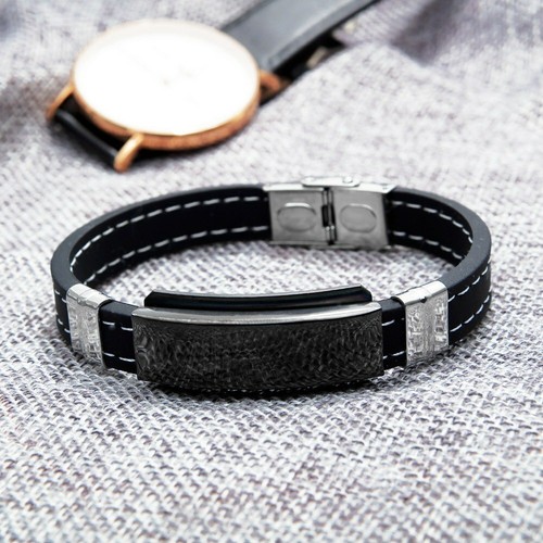 Pulsera Magnético Negro de Silicona con Piedras Hematitas Magnétisées - Imagen 5 de 7