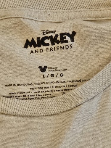 Disney Mickey Mouse Herren T-Shirt Größe L Beige Kurzarm - Bild 3 von 8