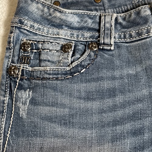 Miss Me Jeans Gr. 30 x 33 blau gerades Bein goldene Flügel verziert dicke Nähte - Bild 11 von 20