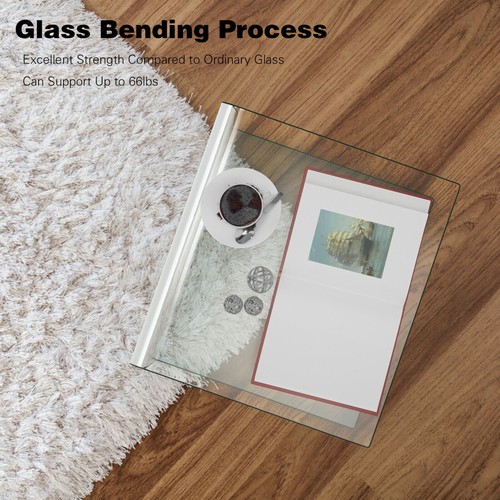 3 Piece Tempered Glass Coffee and End Table Set Transparent Living Room - Picture 6 of 9