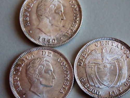COLOMBIA 10 CENTAVOS 1940 plata, sin circular - Imagen 3 de 3