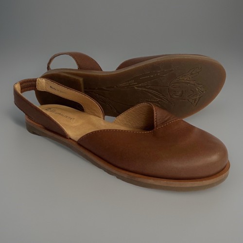 El Naturalista Sandalen Damen 36 geschlossene Zehe Slingback Flats braun Leder Freizeit