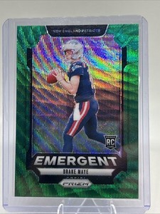 🔥2024 Panini Prizm DRAKE MAYE Emergent Green Prizm RC #4 SP - Patriots