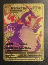 Pokémon Gold Foil Fan Art Charizard VMAX Gigantamax SV107/SV122 Display Card NM