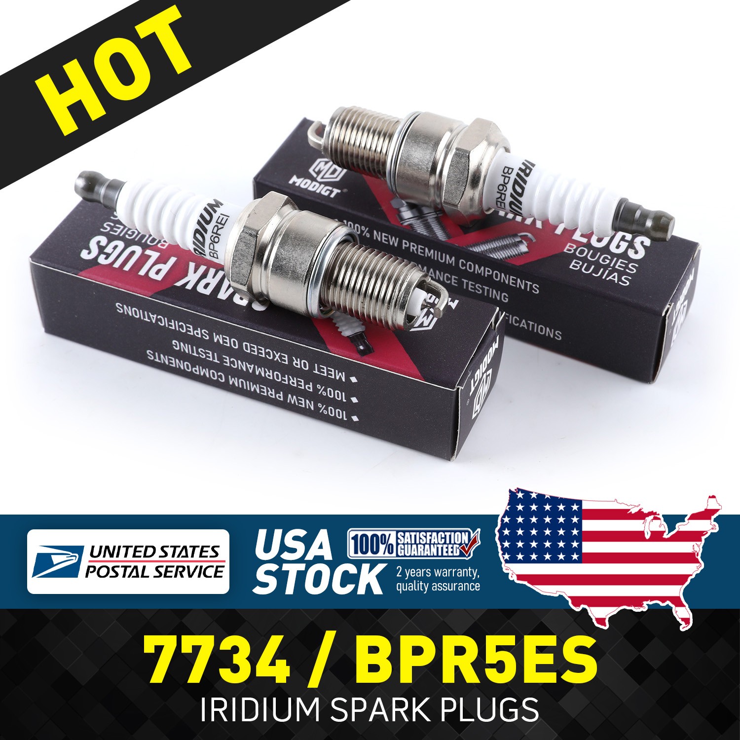 Premium 2 Pcs Replacement For NGK 7734 BPR5ES Iridium Spark Plugs New MGT
