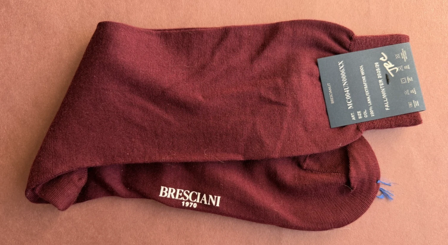 Fall/Winter 2025/26 Men's Bresciani Socks NWT Wool Bugundy Solid