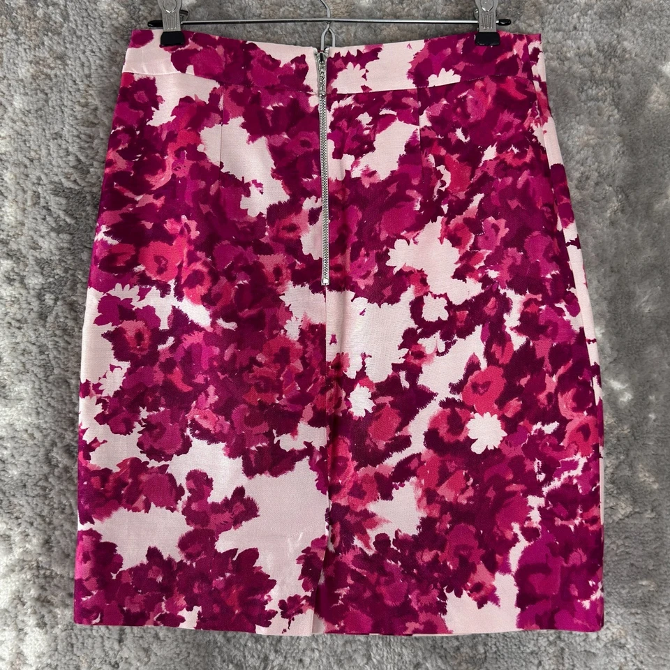Falda Kate Spade Talla 4 Floral Mezcla Seda Lápiz Hasta la Rodilla Rosa Forrada con Cremallera Foto 3 de 4