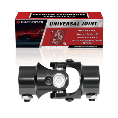 3/4''-30 Spline X 3/4'' DD Universal Steering U-Joint Black Single Shaft New