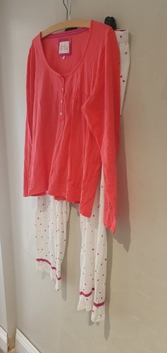 BHS Pretty Ladies Pyjamas Loungewear Pink Cream PJs Set Plus Size 20 - Picture 2 of 11