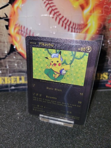 Pokemon Pikachu Static Shock 80HP Textured Black Foil Fan Art Card 074/073 - Picture 1 of 2