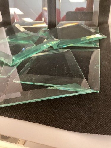 "Lote de 11 cuadrados de vidrio biselado transparente trapezoidal parte posterior plana de 4""" - Imagen 3 de 9