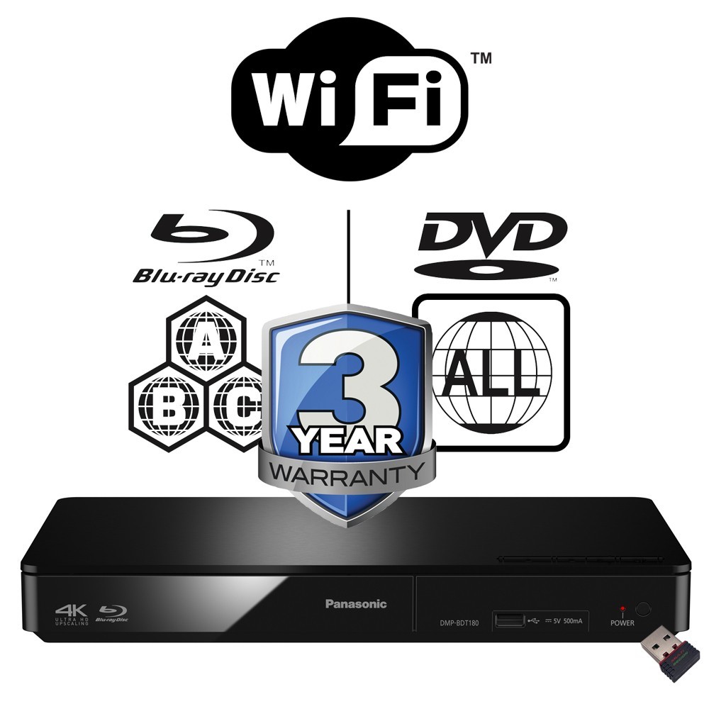 Panasonic Blu-ray Player DMP-BDT180 All Zone MultiRegion with Wi