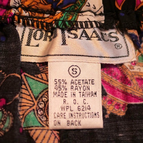 vtg LORD ISAACS Medieval Shields Novelty Print High Elastic Waist Full Skirt S - Picture 9 of 9