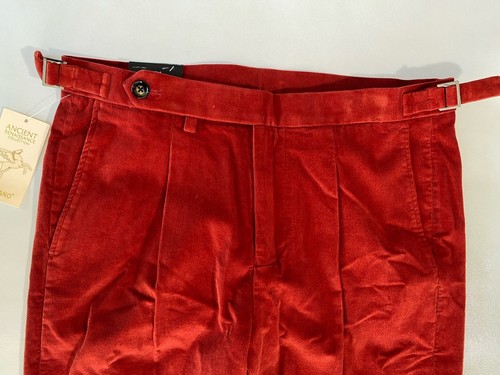 NEW 31 x 32 Men's Murano Lucas Carrot Fit Corduroy Pleated Pants Rustic Red $95 - Picture 5 of 13