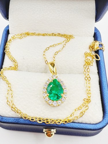 Damen Anhänger mit Kette Brillant Diamant,Smaragd,Echtes 750 Gelbgold 18KT Neu,( - Bild 12 von 12