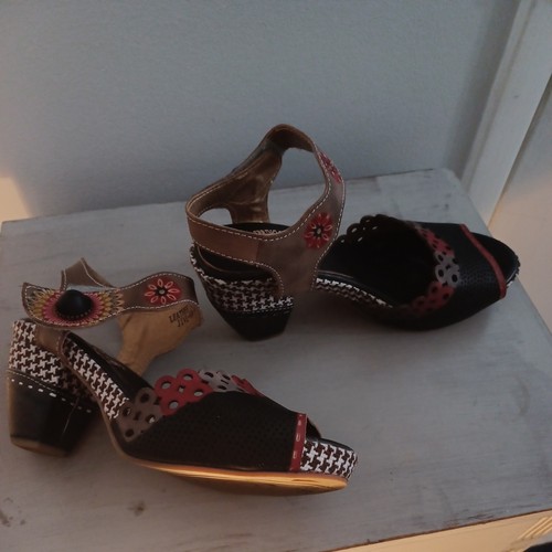 NEW Spring Step L'Artiste Jive Leather Platform Heel Sandals Size 38 7.5-8 - Picture 3 of 5