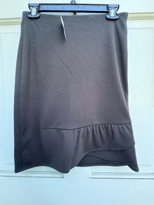 NWT The Limited Stretch Pencil Skirt Size 0 Black Asymmetrical Ruffle Hem