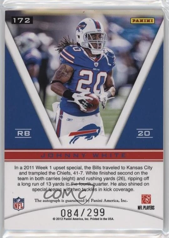 2011 Totally Certified Freshman Phenoms Blue /299 Johnny White Rookie Auto RC - Image 2 of 2