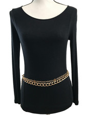 Women's Chain Belt Large-Extra Large Gold Layered Metal Links Dress Casual Plus